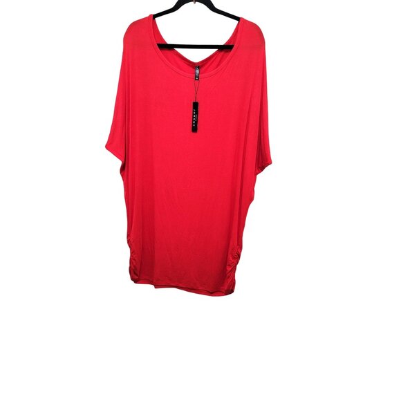 Johnny California Red Batwing plus size Sleeve Top 5XL - Picture 2 of 8